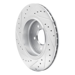 BMW 750IL Brake Rotor (1) - Rear Right - R1 Concepts - Drilled & Slotted - Silver - `95-`03